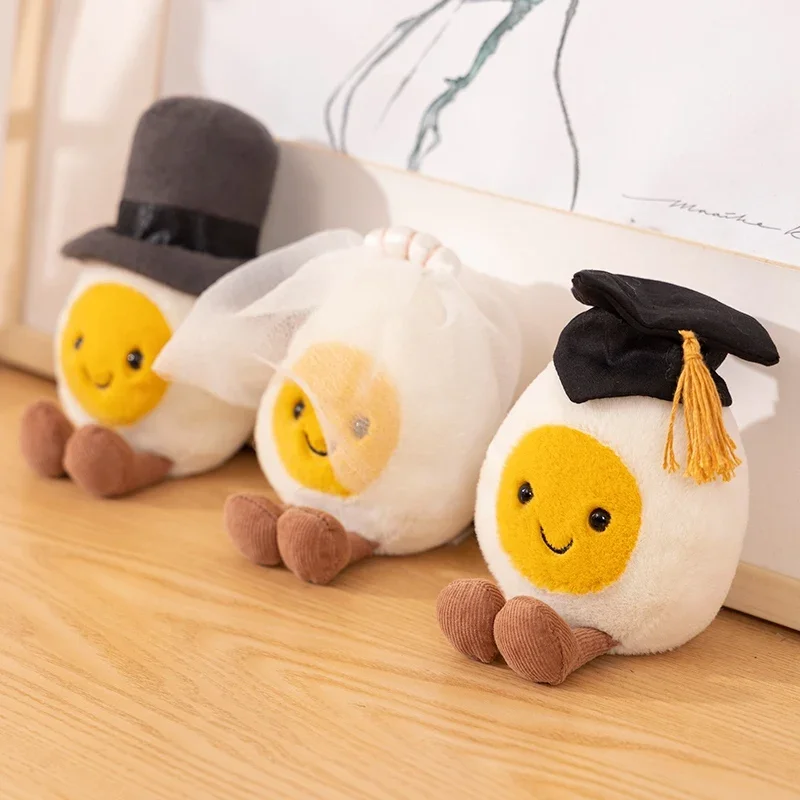 14cm Soft Plush Egg Wear Hat With Leg Plush Toy Stuffed Doctor/Groom/Bride's Egg Plush Doll Kids Christmas Xmas Gift