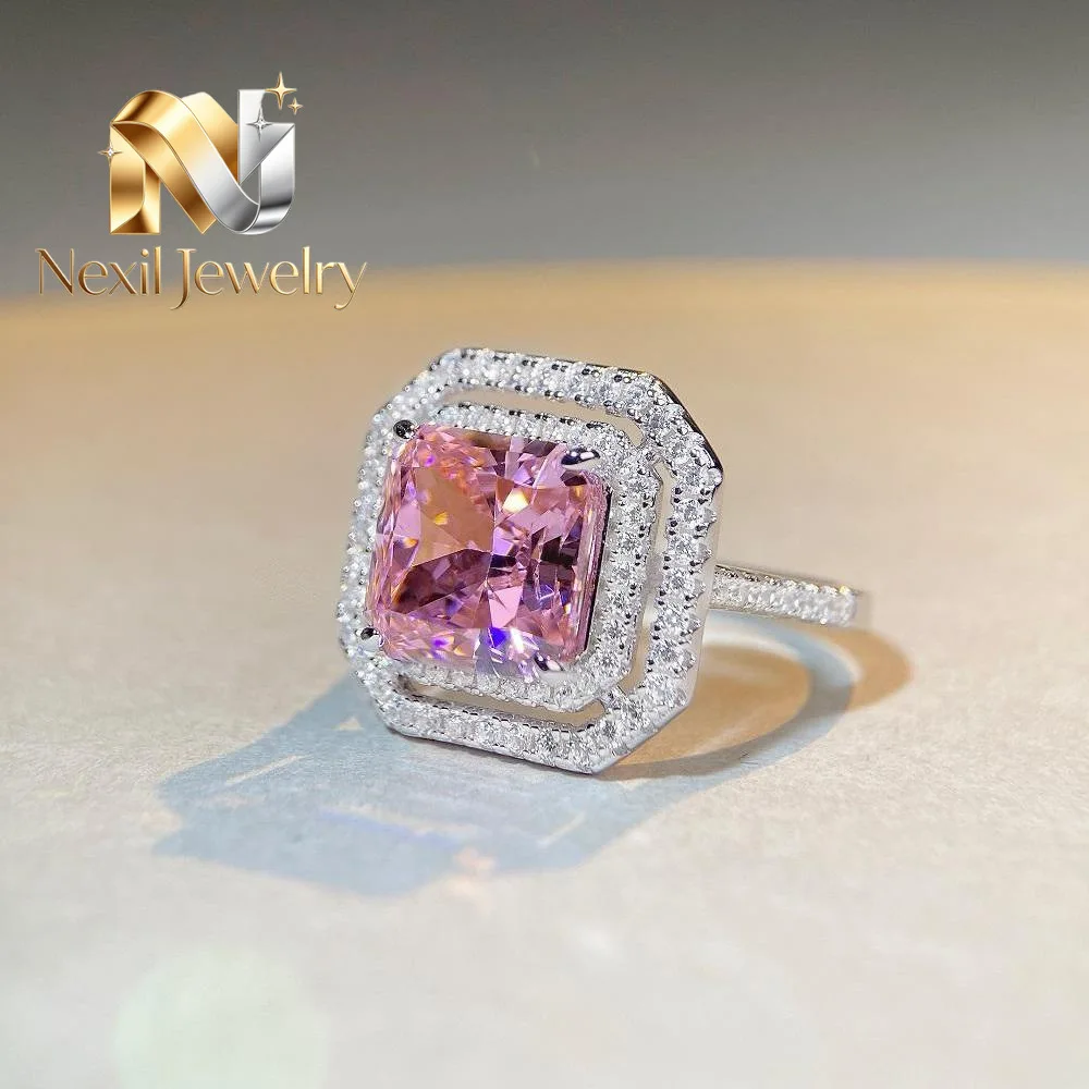 Nexil Jewelry  Luxury Solid Platinum PT950 5 karat Powder Diamond Ring Women's Moissanite Ring
