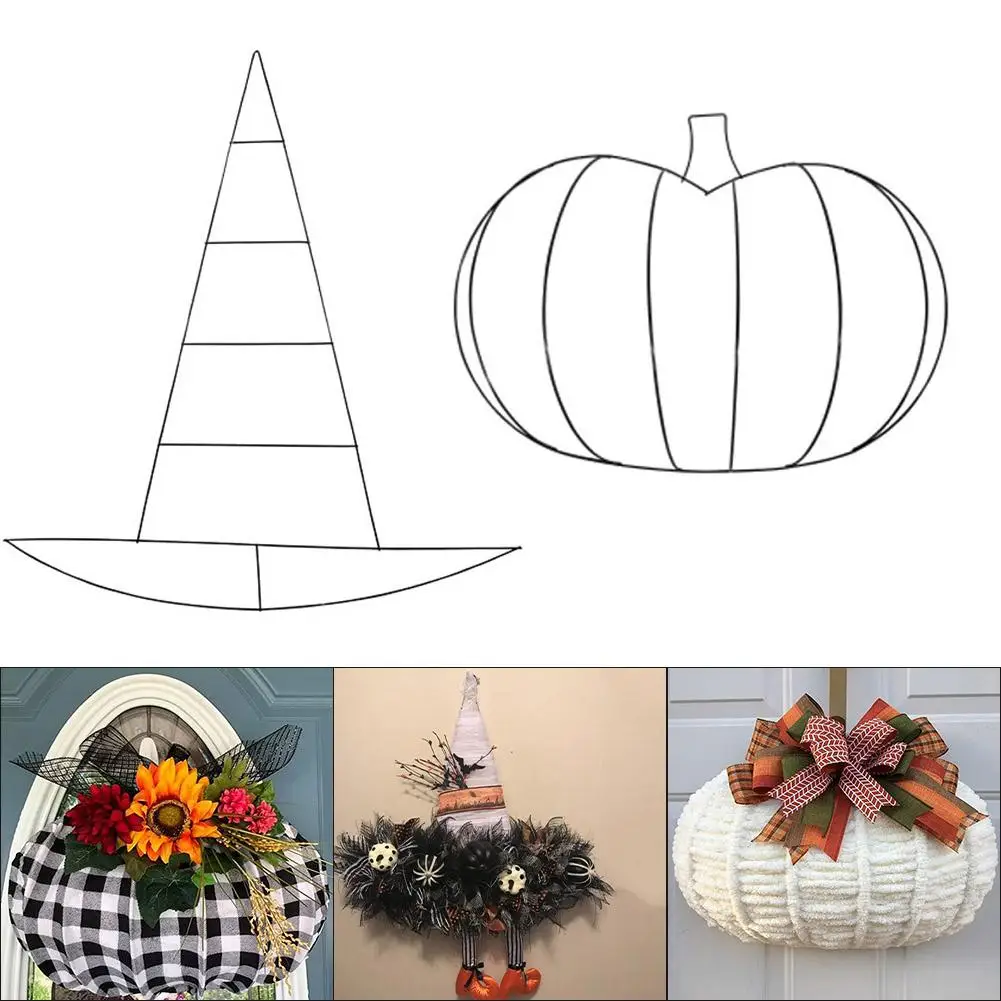 Fall Decor Halloween Decor As Shown In The Picture Pumpkin Wreath Metal Wreath Form DIY Wreaths Handcrafted Decorations