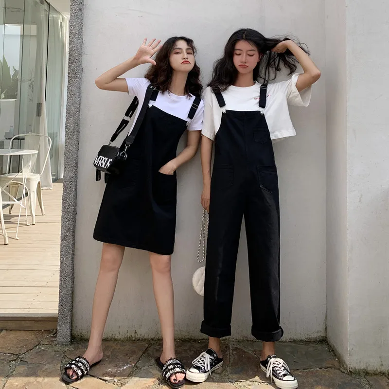 Denim Jumpsuits Women Cargo Loose Design College Kawaii Cool Harajuku Young Streetwear Casual Summer Hot Sale Teens Fashion Ins