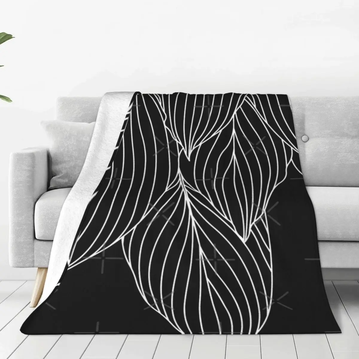 Hosta Leaves - White And Black Four Seasons Universal Blanket Office Can Be Laid Mother's Day Gift