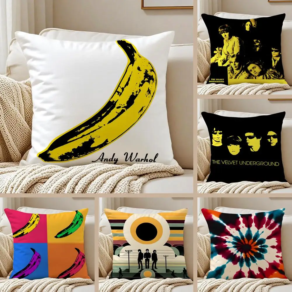 Rock Band T-The Velvet Underground Cushion Cover Pillowcase Anti-dustmite Invisible Zipper Short Plush Sofa Cushion