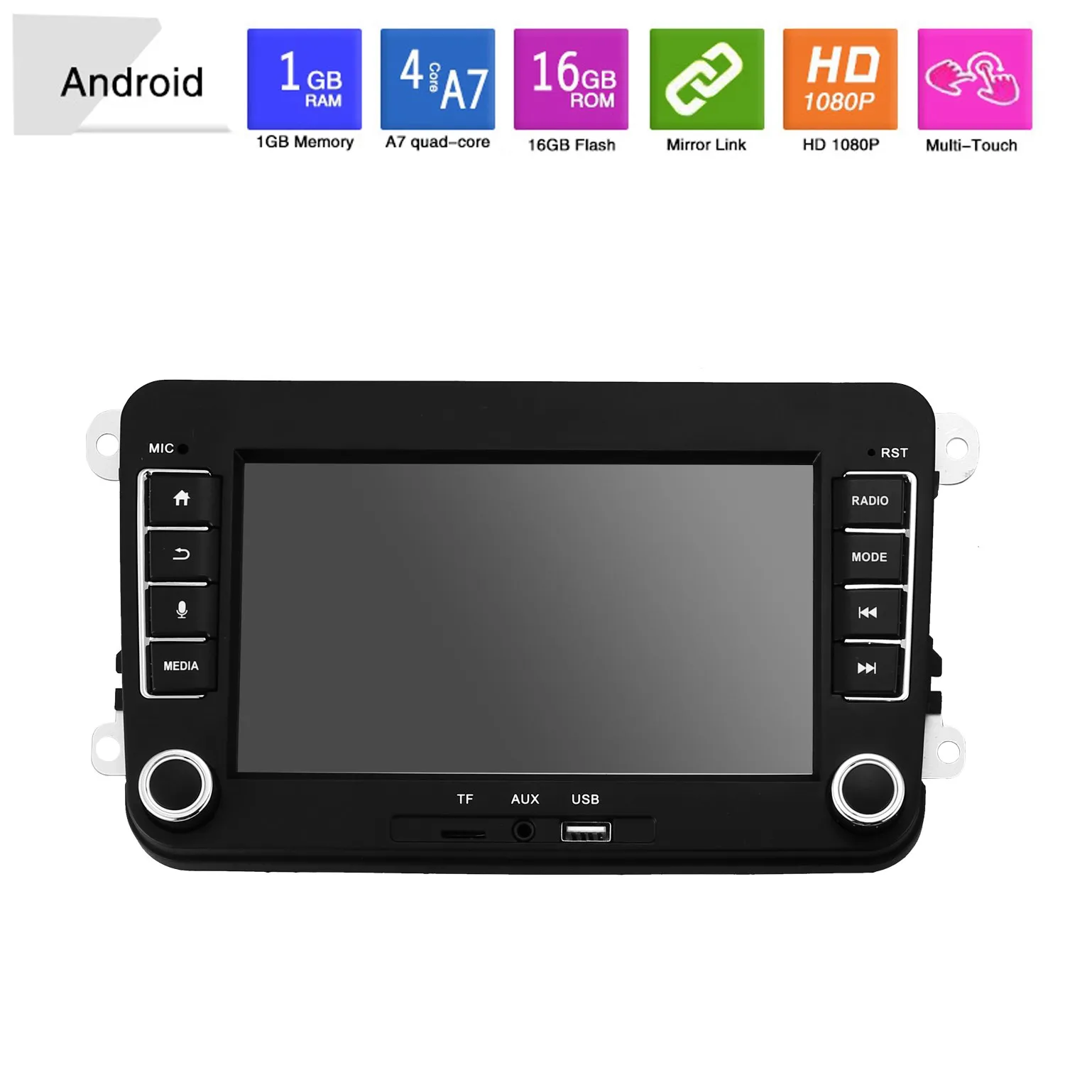 

DC12V 7 Inch Touch-Screen Car Multimedia Player Android 8.1 GPS Navigation USB Interface Stereo Radio for Golf-Polo