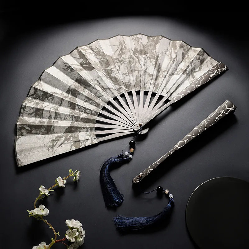 Alloy Non Titanium Folding Fan Chinese Style Silk Cloth Kung Fu Fan Metal Self-defense Summer Men's Fan