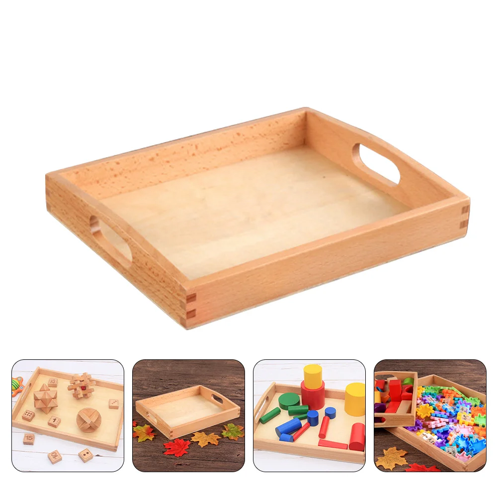 

Coffee Table Decor Container Wood with Handle Teaching Aids Wooden Serving Child