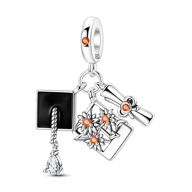 

Grad Set Charms 925 Sterling Silver Original Certified Beads Fit Bracelet Women Jewelry Making Diy Diploma Design Festive Style
