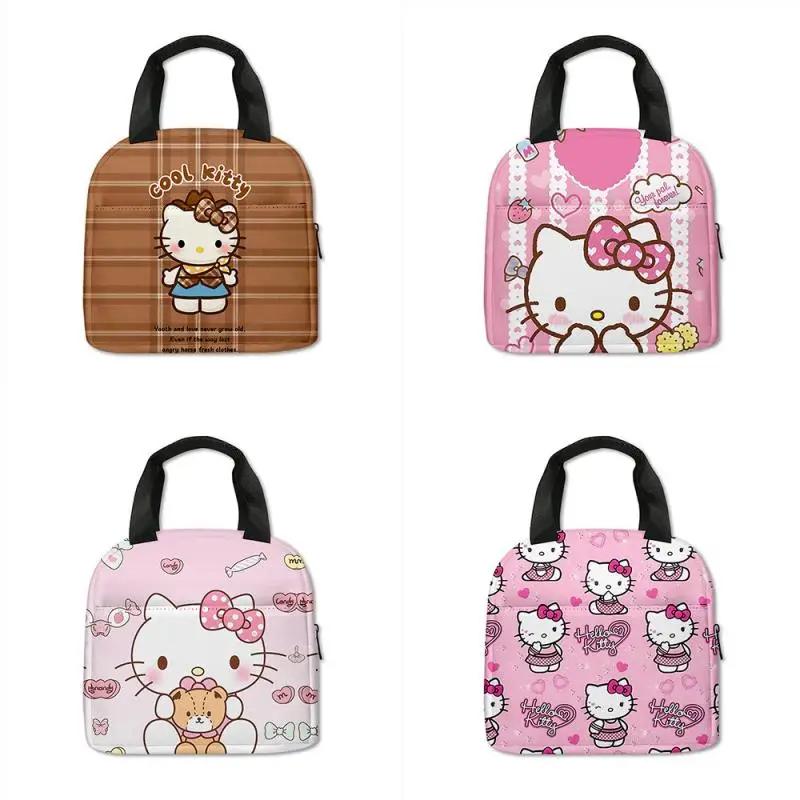 

Sanrio офисная сумка для обеда с героями мультфильмов Hello Kitty, студенческая ручная сумка-бенто, Kawaii, большая вместимость, водонепроницаемая сумка для хранения пикника