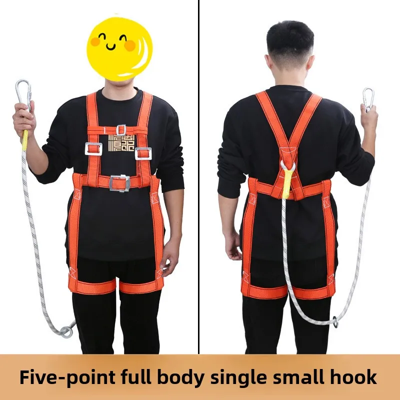 Industrial 5-Point Full Body Safety Harness, Double Hook Buffer Double Back Fall Protection for High Altitude Construction Work