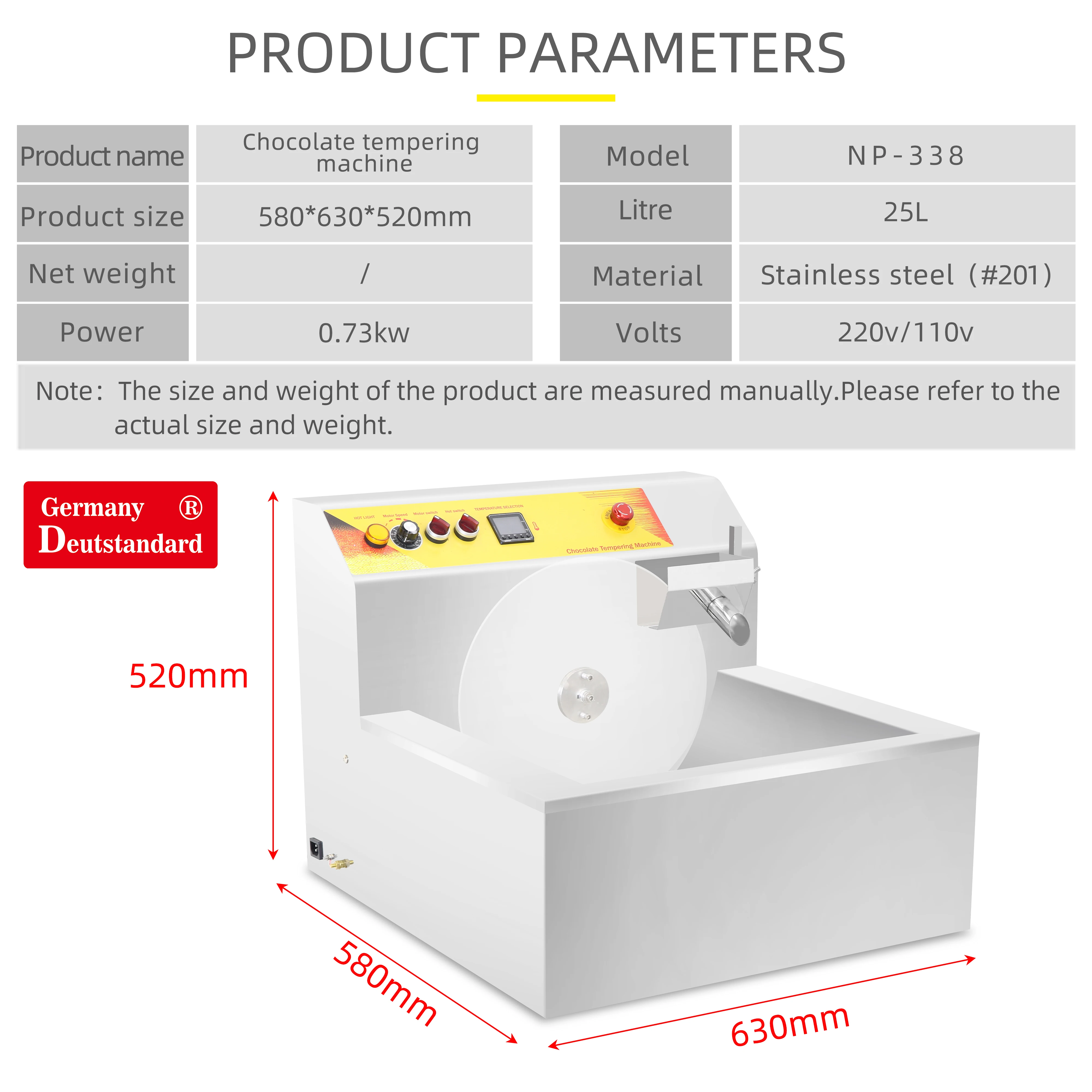 เครื่องทำช็อกโกแลตเทมเปอริ่งไฟฟ้าขนาด 25 ลิตร สำหรับธุรกิจขายขนม ขายตรงจากโรงงาน