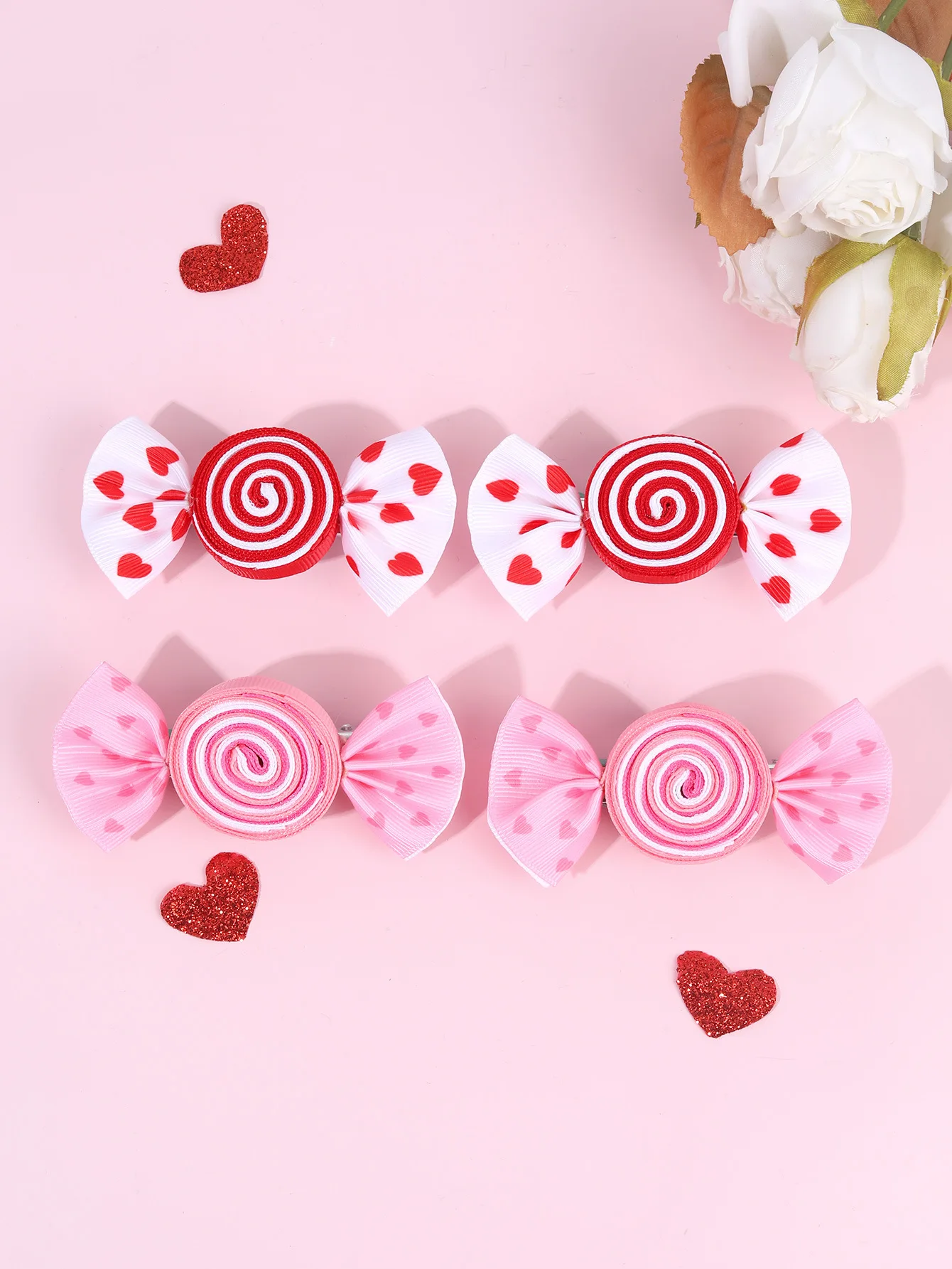 1 Paar Tages-Haarspangen für Kinder: Süße Herz-Schmetterlings-Haarspange mit Schleife – Niedliches Haar-Accessoire – Detail 4
