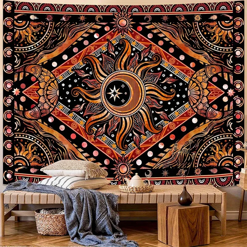 

Exotic Geometric Tapestry Background Cloth Hanging Cloth Bedroom Bedside Decorative Wall Cloth Rental Dormitory Tapestry