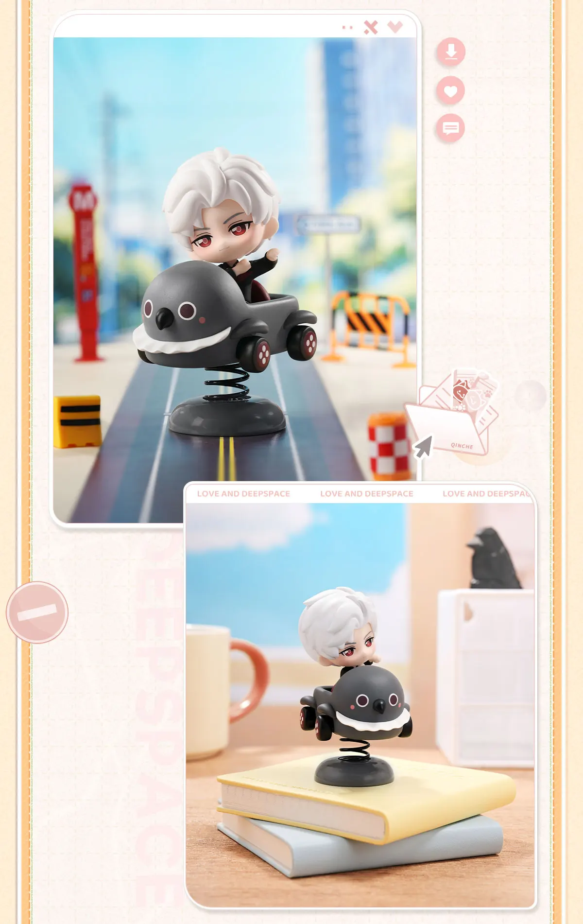 Love and Deepspace Time to Travel Series Car Figure 5 Styles Cute Anime PVC ABS Metal Vehicle Ornament Collectible Desk Decor view 6