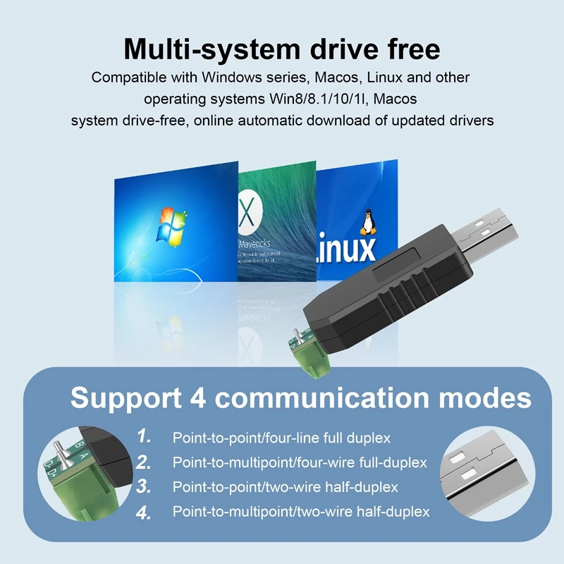 Adaptador Conversor USB para RS485 485, Suporte para Win7 XP Vista Linux, Wince5.0