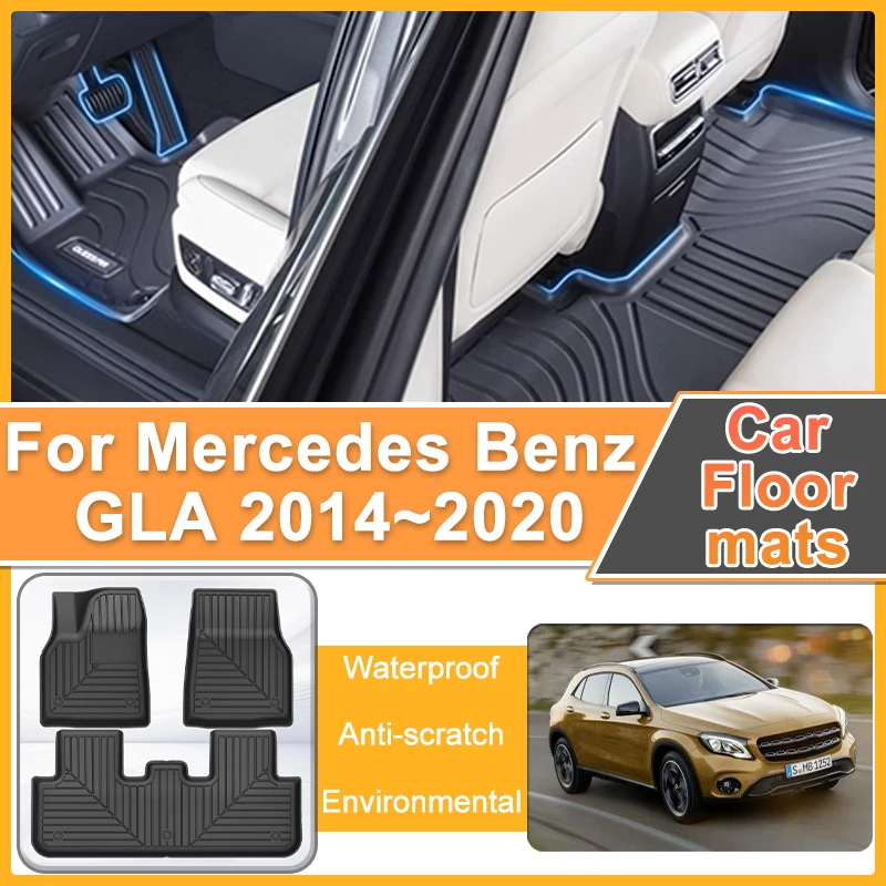 

LHD Car Floor Mat For Mercedes Benz GLA AMG X156 180 200 250 2014~2020 2015 TPE Waterproof Foot Pads Anti-slip Car Accessories