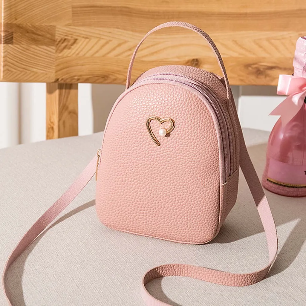 Mochila pequeña de hombro para mujer, bolso de mensajero para teléfono móvil, monedero con letras, Rosa dulce, escuela, gran oferta