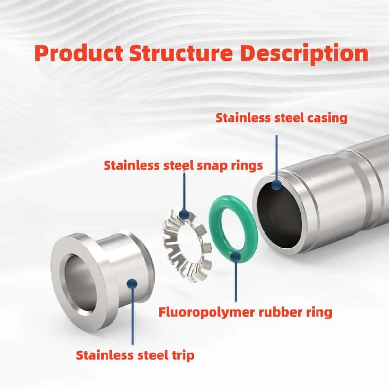 HEBAI 304 Stainless Steel PE Type Fitting Equal Tee Quick Release Push-in Connector for 4/6/8/10/12/14/16mm OD Tube