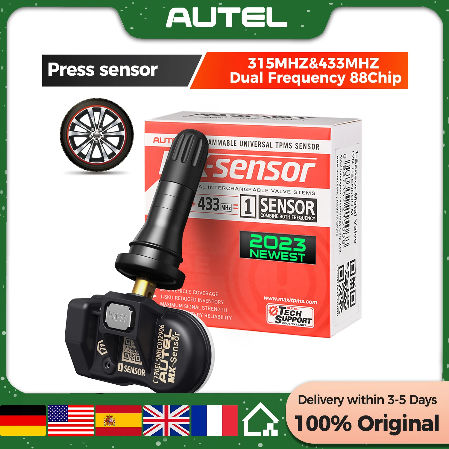 

1/4 шт. Autel MX резиновый Датчик 433 МГц + 315 МГц 2in1mx-датчик TPMS инструмент для ремонта шин автомобильный аксессуар для MaxiTPMS TS501 TS508WF