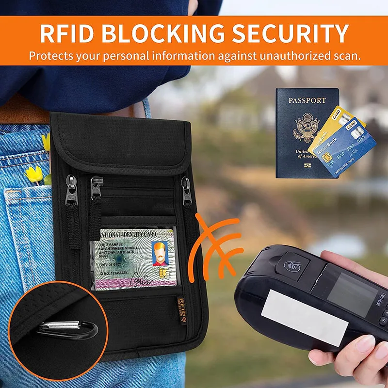 Organizador de documentos de viaje familiar RFID, bolsa de almacenamiento de protección de bolsillo para pasaporte, tarjeta de identificación de boletos, estuche para tarjeta de crédito, billetera