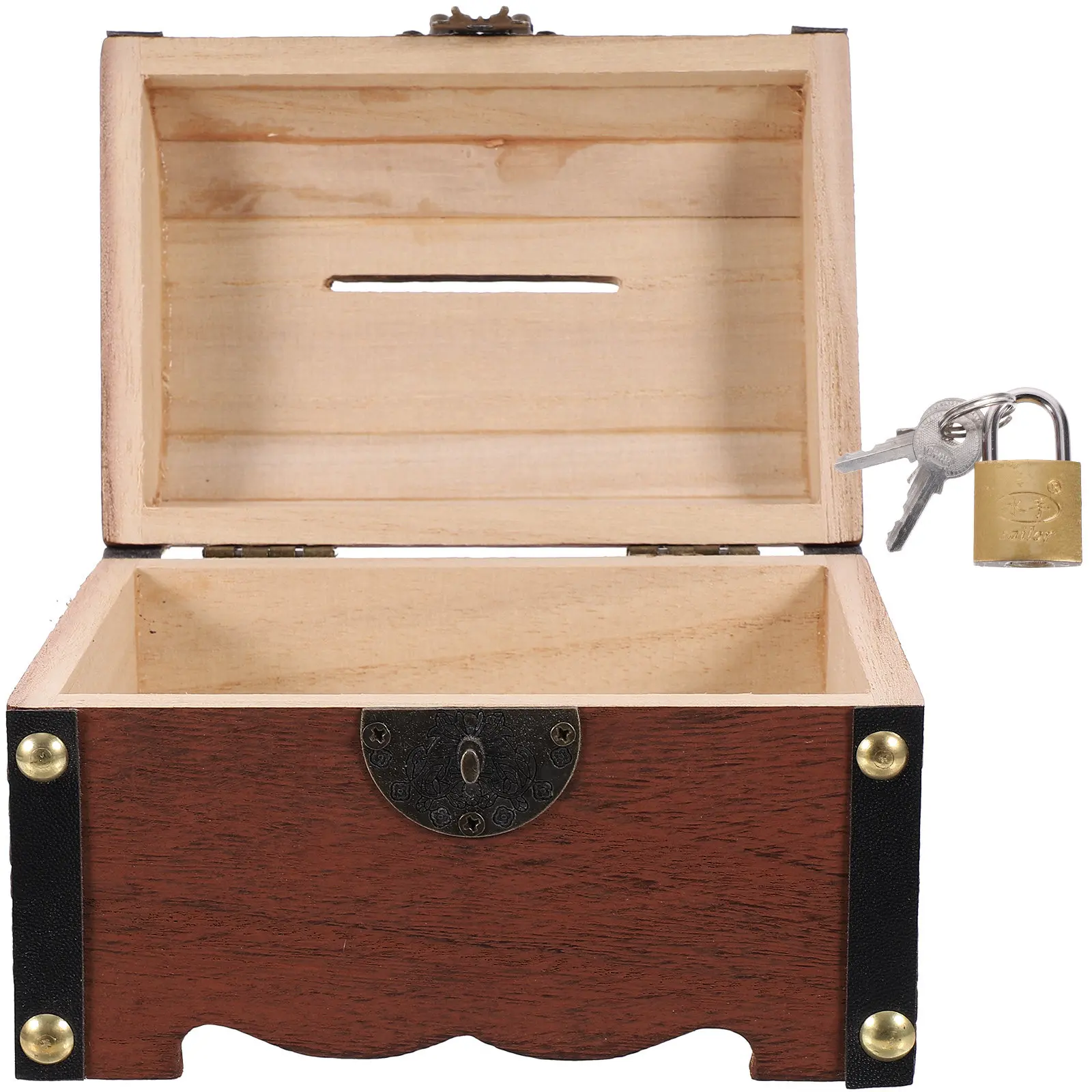 

Винтажная деревянная копилка с замком, ретро-банка для накоплений для детей и взрослых, настольное украшение, декор для дома, коробка для хранения монет