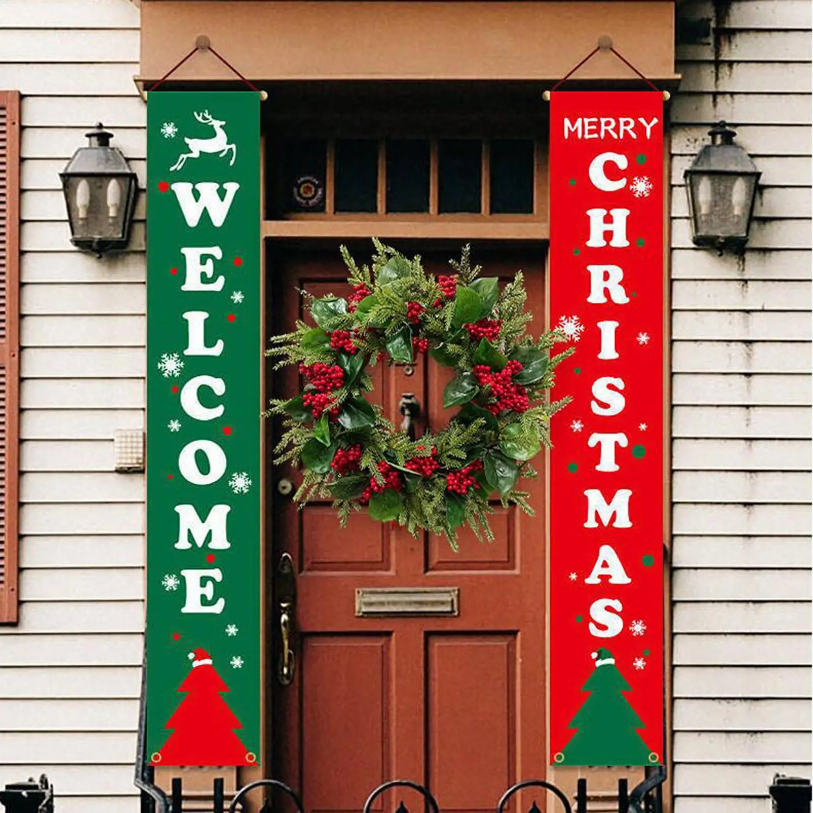 Christmas Wreath Front Door Wreath Decor Simulation Red Berries Artificial Floral Wreath for Porch Indoor Xmas Garden Farmhouse