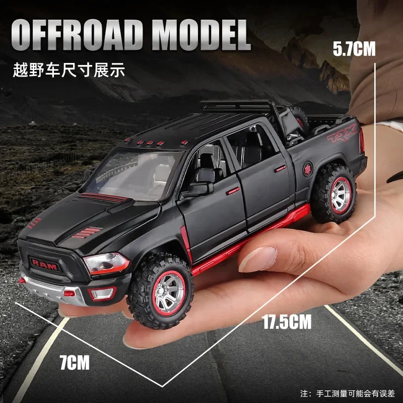 1:32  Dodge Ram TRX Pickup Simulation Alloy Car Model NewMetal Car Model Sound And Light Pull Back Childs Boy Toy Car Gifts