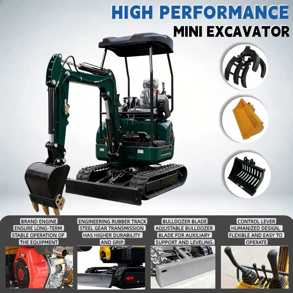 Многофункциональный мини-экскаватор 1.5/2.0 тонны с двигателем Yanmar, дизельный, EPA/Euro5, CE, эффективный для рытья траншей и садовых работ