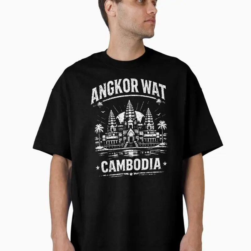 Angkor Wat Cambodia Temple Travel Graphic Oversized T-Shirt