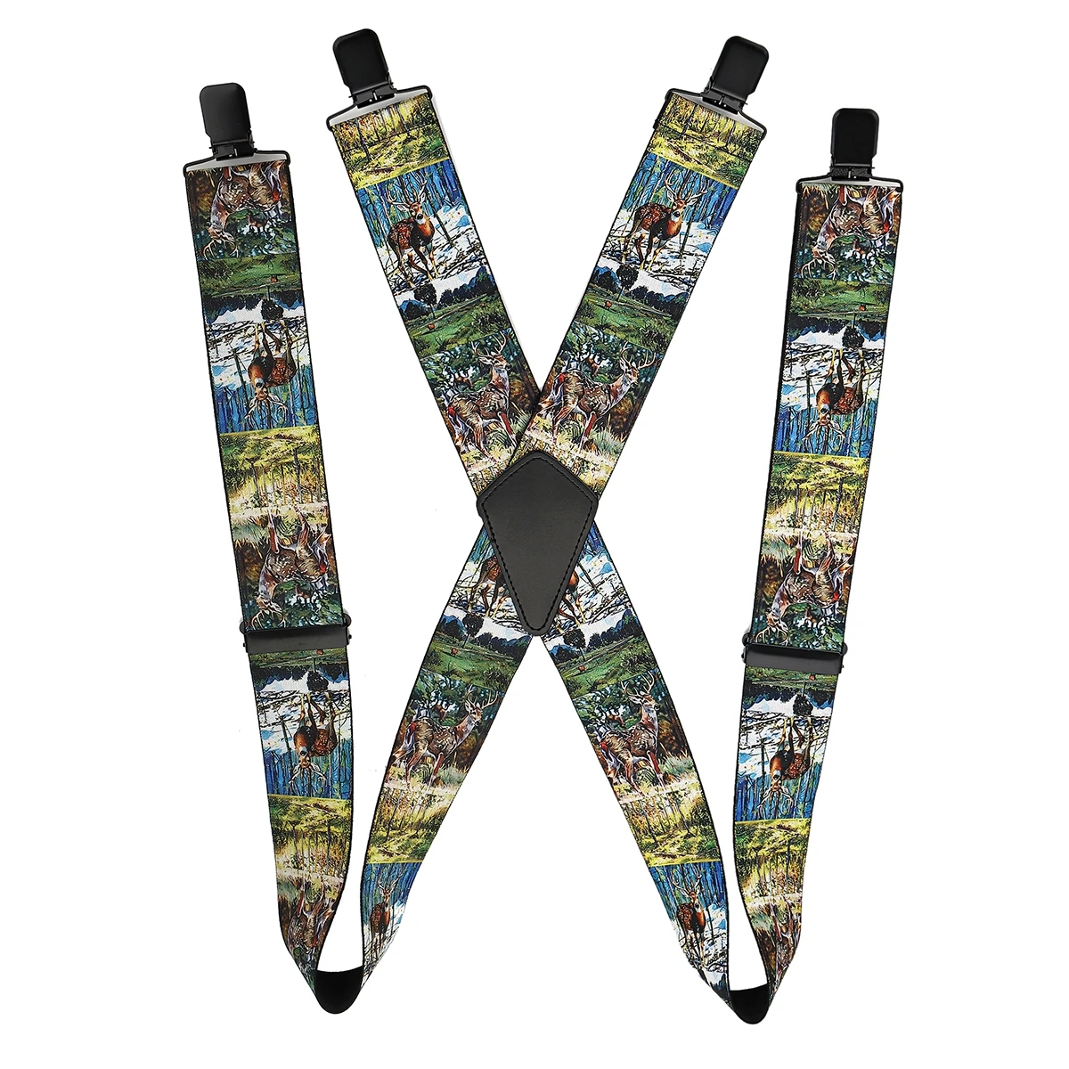 1.97インチ メンズ X型ニホンジカ柄 高弾性調節可能ストラップ