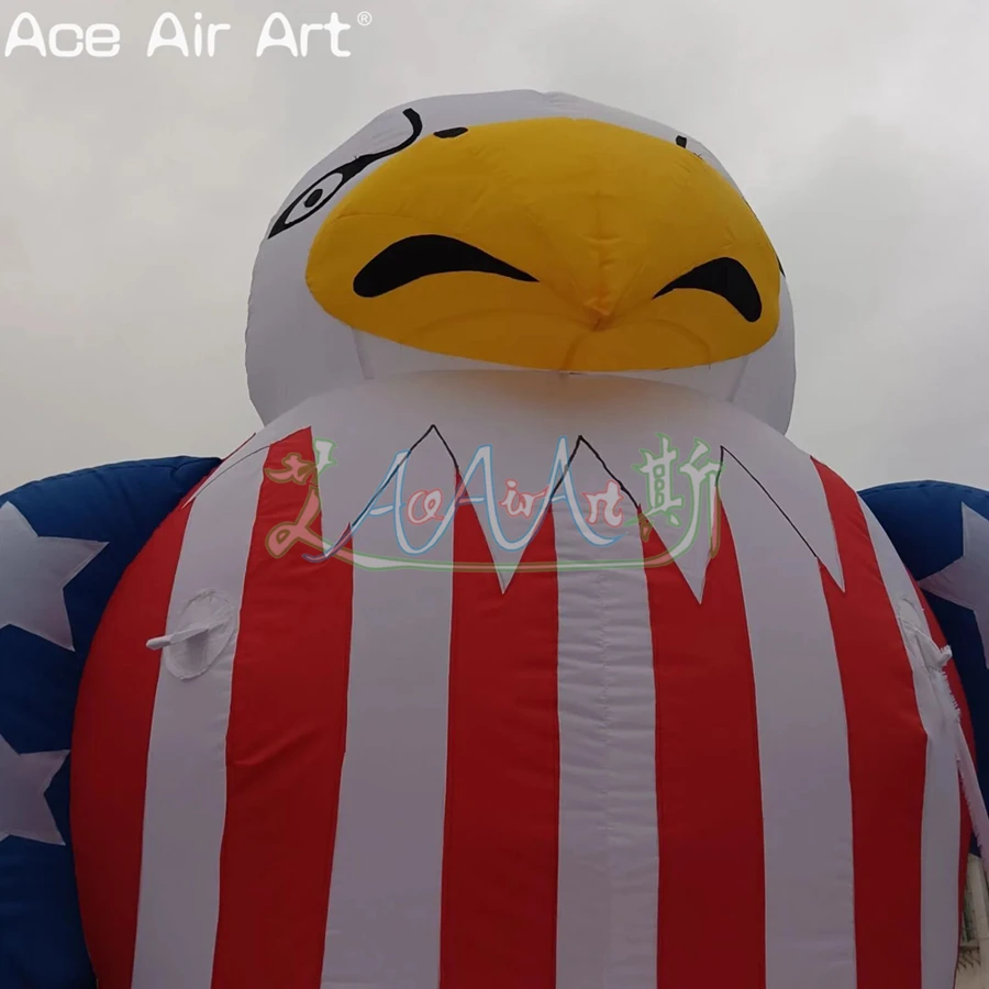 3m H Advertising Beautiful Giant Inflatable Eagle Replica with US Flag Inflatable Eagle Bird Model for Advertising