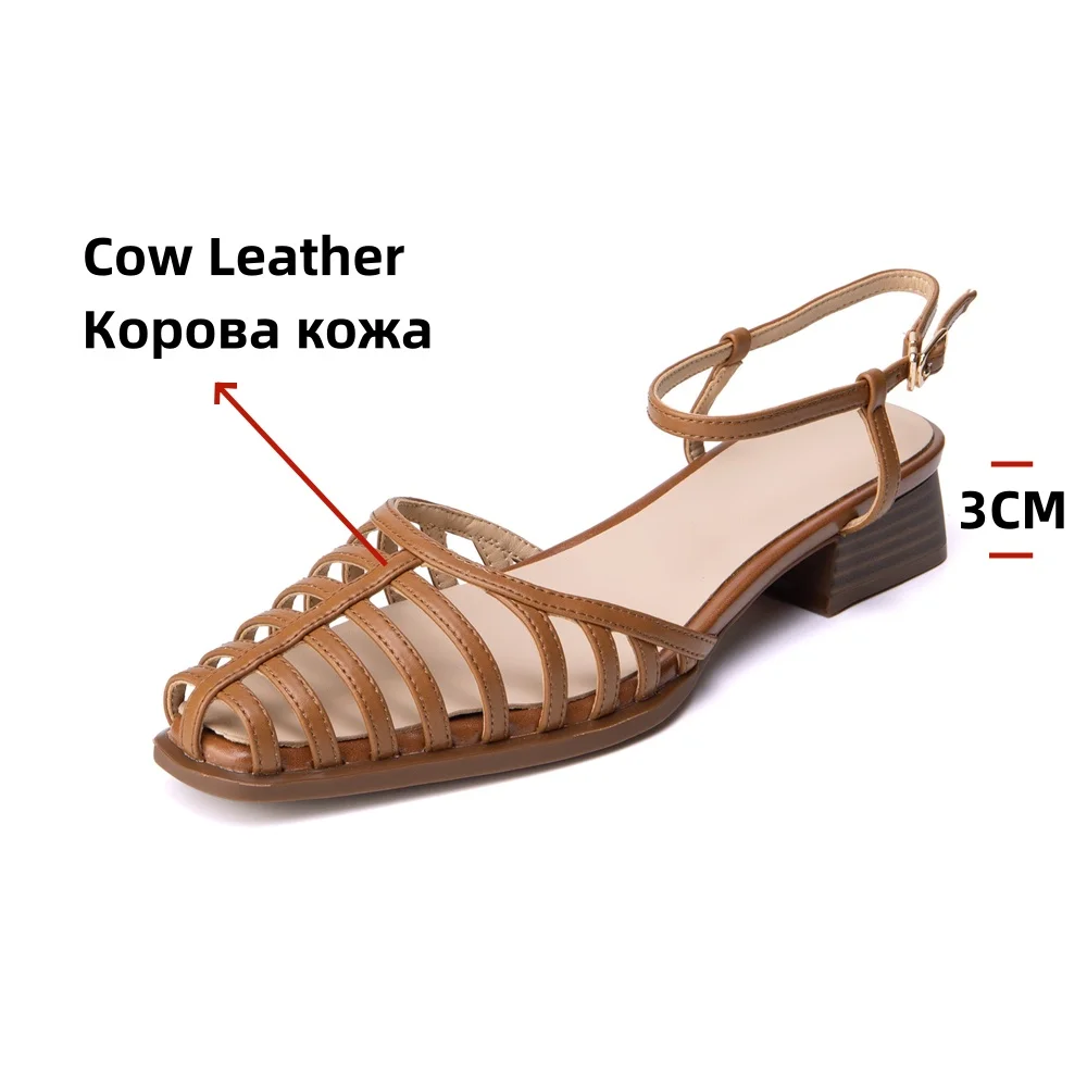 FEDONAS 2024 Women Genuine Leather Sandals Rome Style Thick High Heeled Comfort Casual Shoes Woman Square Toe Summer Pumps