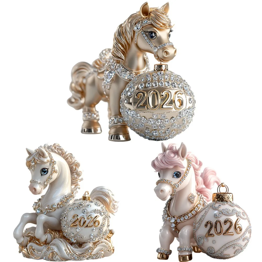 

Белая лошадь, Рождественский подвесной кулон, мультяшный акриловый автомобильный кулон в виде лошади, 2D плоская сумка, подвеска, подвески, украшение для рождественской елки
