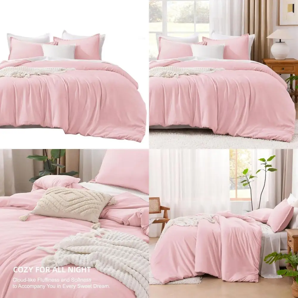 

Pink Super King Size 3-Piece Lightweight All-Season Fluffy Bedding Set with Comforter and Pillowcases