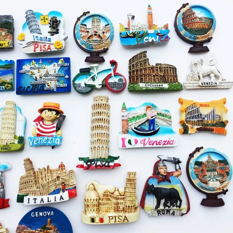 Italy Original Fridge Magnet Tourism Souvenir Resin Magnetic Refrigerator Magnets 3D Stickers Milan Venice Roma Pisa Home Decor