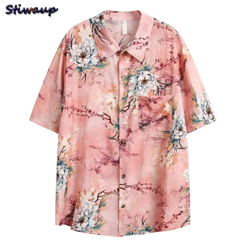 

Women's Elegant Blouse Woman Trend 2024 Korean Popular Summer Clothes Big Flower Short Sleeve Women Shirts and Blouses for Lady