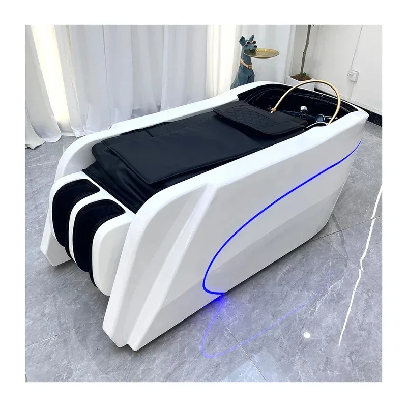 صالون حلاقة مخصص الراقية سرير شامبو كهربائي ذكي البخار العلاج الطبيعي دورة المياه رئيس سرير تدليك سبا #3