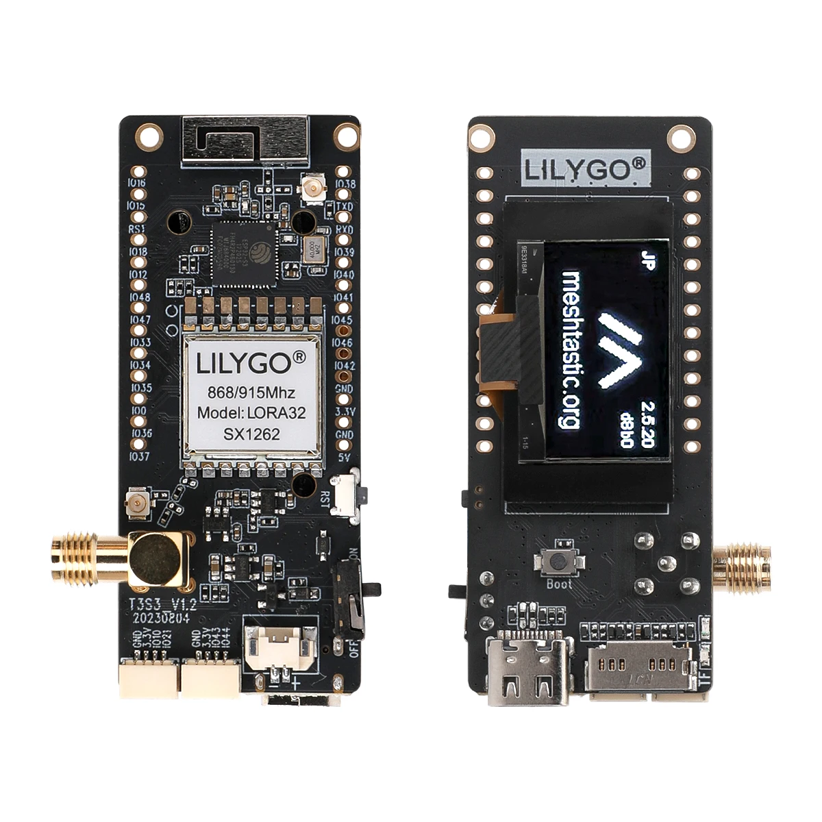 DIY Meshtastic Device Node LilyGo T3S3 V1.2 LoRa SX1262 ESP32-S3 OLED Dev Board 868MHz 915MHz with 2.4G Lora WiFi Antenna