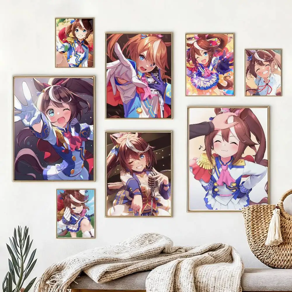 

T-Tokai Teio U-UmaMusume Pretty Derby Poster High Quality Dorm Living Room Aesthetic Wall Decoration Painting Stickers Gift