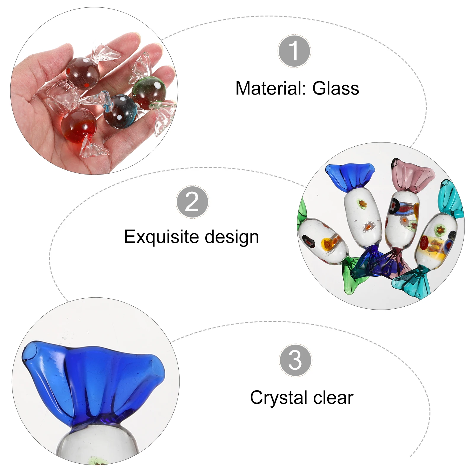 

8 Pcs Glass Candy Ornament Decor Sweets Vintage Home Decoration Adornment Candies