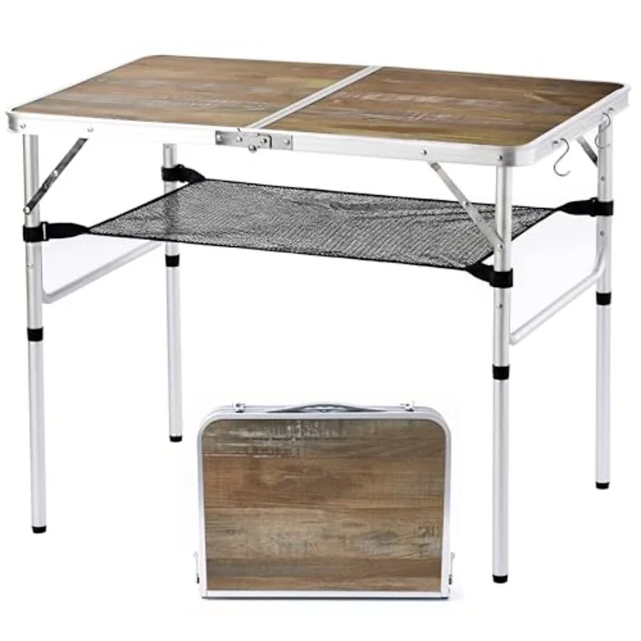 Aluminum Camp Table Folding Table Portable Lightweight Foldable with 2 Adjustable Height Indoor Outdoor Table for Cooking Picni