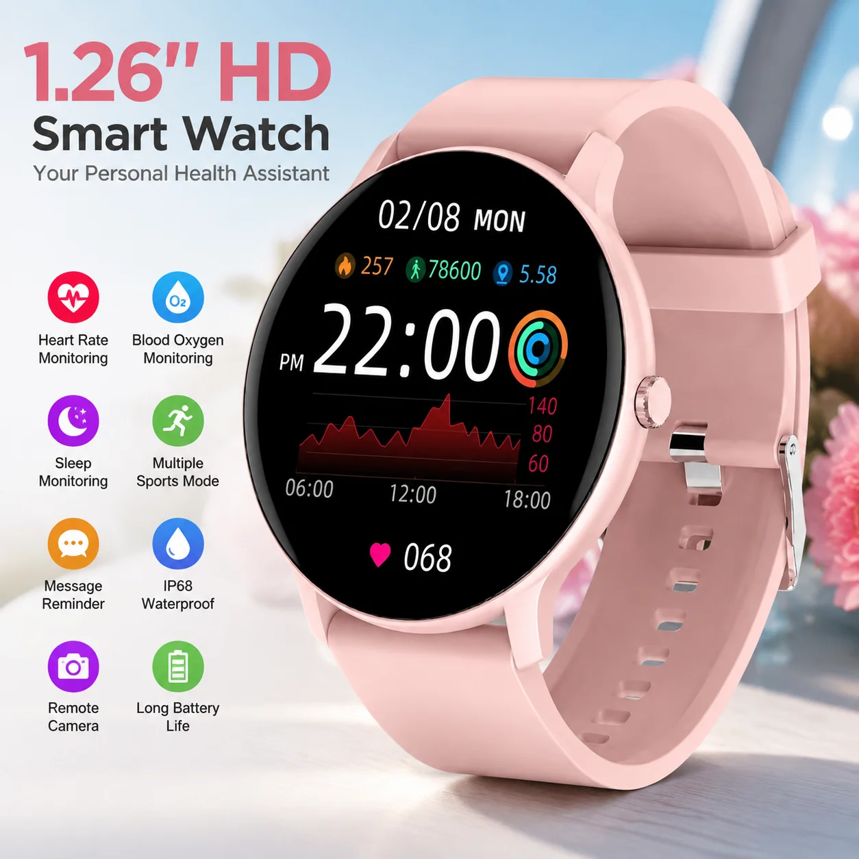 

LIGE New Women Smart Watch Bluetooth Calling 1.26-inch Full Touch Screen Men's Sports Smart Watch Women's Holiday Birthday Gift