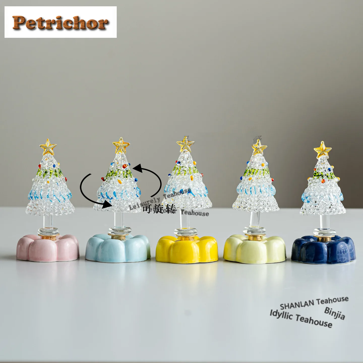 

Azure Stone Glazed Turning Christmas Tree Tea Pet Luxury Tea Spirit Tea Figurine Play Toys Tea Statue Ornaments Supplies Gift