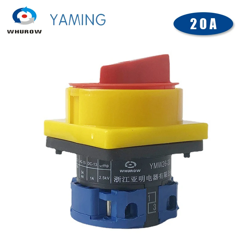 Fabriek Geleverd 690V 20A Hangslot Rotary Cam Switch Off-Op 2 Positie 1 Pole Belangrijkste Selector Noodstop YMW26 LW26GS-20/1