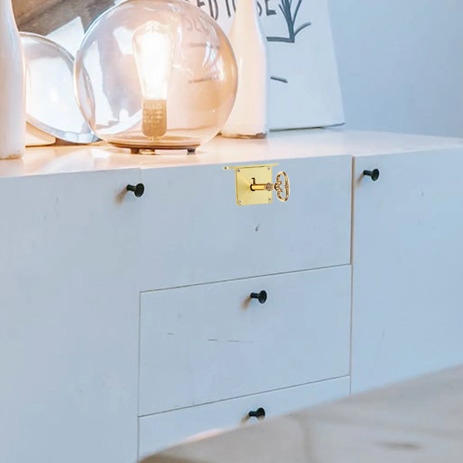 

1 set 1 Set File Drawer Wooden File Cabinet Box For Desk Security Cabinet Locks With Key Lock With Retro Drawer Lock Key