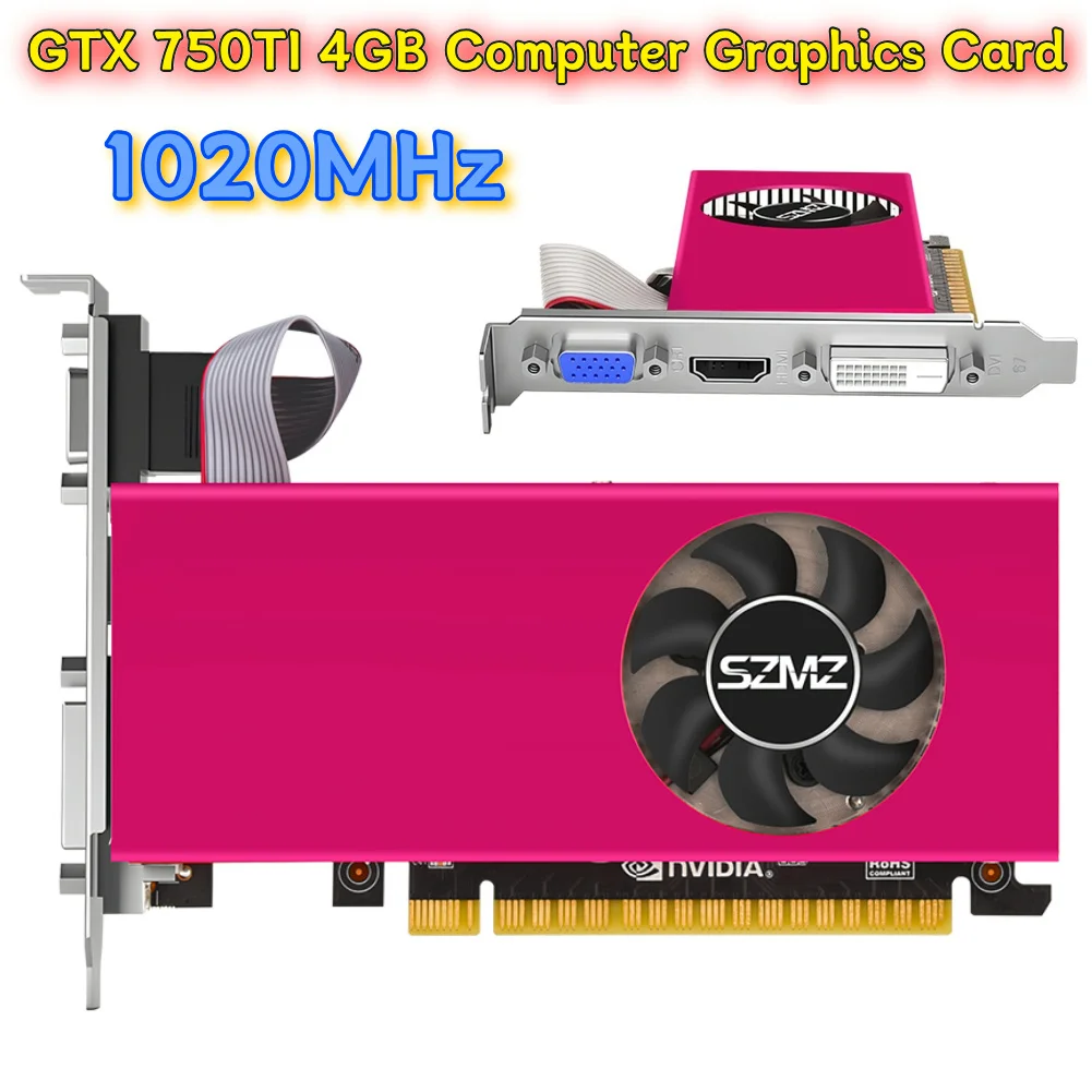 

GTX 750TI 4GB Graphics Card PCI-E 2.0 16X Computer Graphics Card HDMI-Compatible Interface Desktop Graphics Card 128 Bit 1020MHz