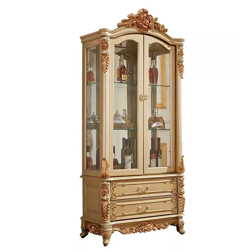 

European wine cabinet glass door double door living room decorative cabinet
