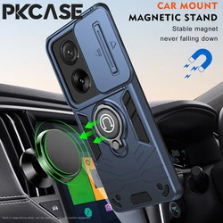 PKCASE Shockproof Camera Lens Slide Push Window Protection Case For Honor X7B Car Magnetic Ring Stand Armor Cover For Honor X8B