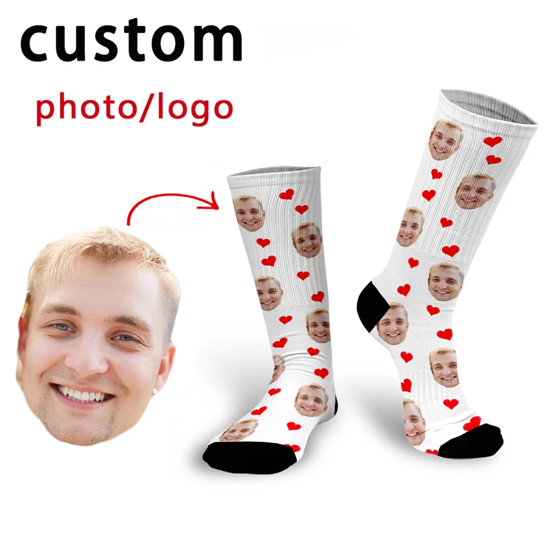 

Hot selling love custom avatar printed couple socks fashionable and fun DIY design socks for family and friends