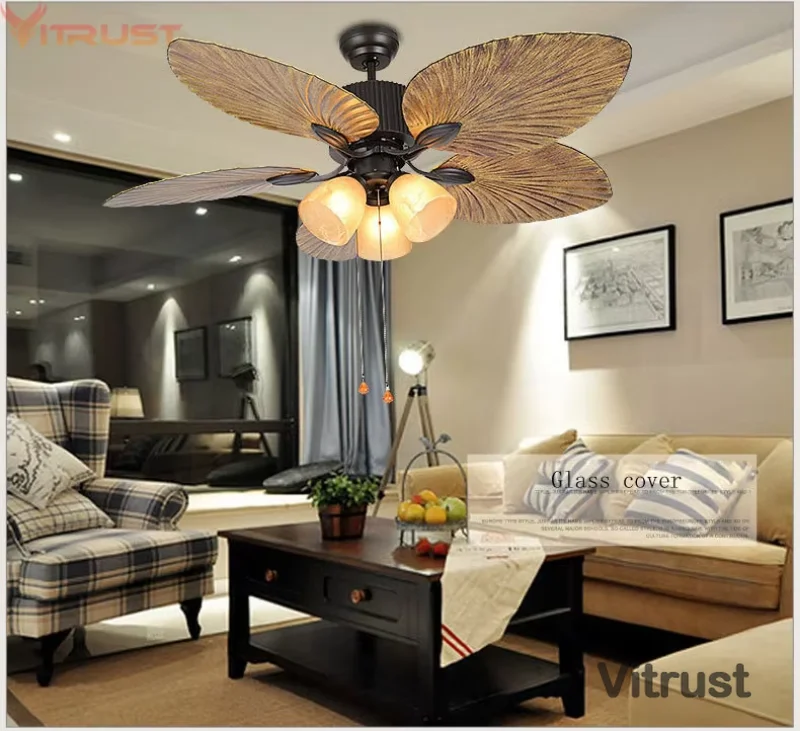 Ceiling Fan Lamps Fans Light Bedroom Living room Remote Control Industrial Retro Loft Hanging Fan Bar Cafe Office Restaurant