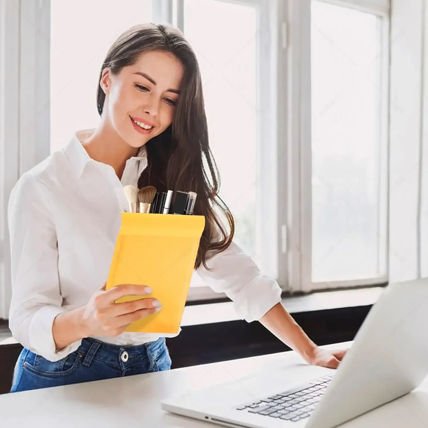 100pcs Bubble Envelope Sending Package Pouch Kraft Paper Packaging Supplies Mailer Small Business Delivery Mailing Shipping