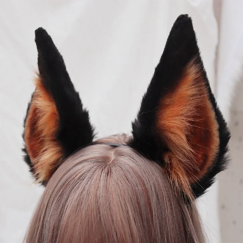 مخصص اليدوية العمل الوحش أنيمي دوبيرمان آذان الكلب Hairhoop أغطية الرأس لجميع القديسين عيد الميلاد لعبة حفلة تأثيري الدعامة #1